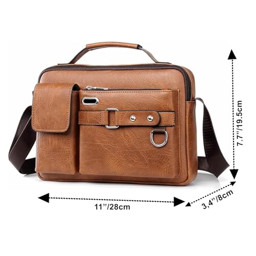 Image of Handcuffs Sling bag for Man & Woman With Earphone Port | PU Leather Cross Body Travel office Messenger| One Side Shoulder Bag with Adjustable Strap (Rust)