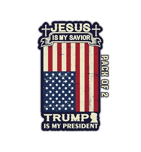 IMPERIAL VIBES - Jesus is My Saviour Trump is My President Sticker for Car Truck SUV Wagon and Van Indoor and Outdoor Use Waterproof Decal for Laptop iPad and Cup Imp138