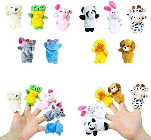 10 Pcs Finger Puppets Soft Plush Hands Finger Puppets for Zoo Party Favors Family Parents Story Time Educational