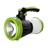 EULOCA Rechargeable CREE LED Spotlight, Multi Function Outdoor Camping Lantern Flashlight, Power Bank, Work Torch, Waterproof LED Searchlight with USB Cable, for Hiking Fishing Emergency (4400mAh)