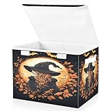 senya Halloween Baskets Collapsible Storage Bins with Lids, Autumn Witch Halloween Storage Boxes Clothes Baskets for Organizing