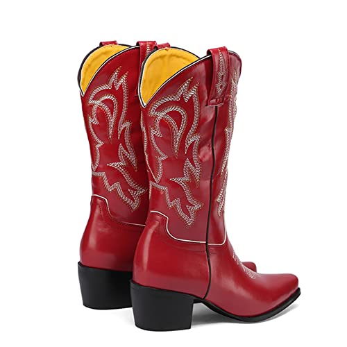 LIPIJIXI Dames's Cowboy Laarzen Western CowgirL Laarzen Retro Puntige Teen Laarzen - Afbeelding 3