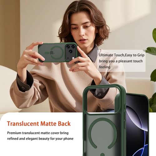 Image of Magnetic for iPhone 17 Pro Phone Case, [Compatible with MagSafe], Screen Protector X1, [Military Grade Drop Protection],Matte Finish,Slim,Shockproof,Protective (Green, iPhone 17 Pro)