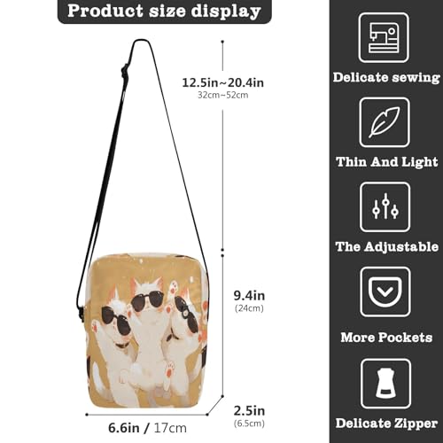 messenger bag men's shoulder bag Handbag For Travel Adjustable Strap for Shopping Shopping- Cute White Cats Cartoon3
