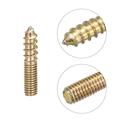 Image of uxcell M6x30mm Hanger Bolts, 8pcs Double Ended Thread Dowel Screws for Wood Furniture