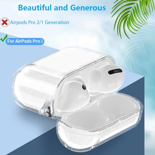 Image of OTOPO for Airpods Pro 3 Case Clear with Cleaning Kit 2025, Soft TPU Transparent Apple AirPods Pro 3rd Generation Protective Cover Skin Women Men for iPod Pro3 Case -Glitter Clear