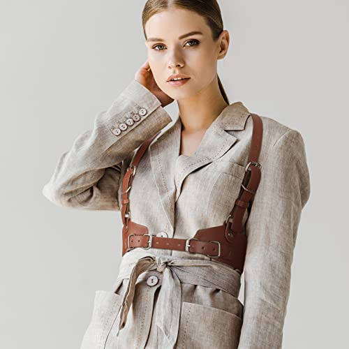 Hicarer 2 Pcs Women Leather Waist Belt Leather Harness for Women Fashion Body Chain Adjustable Waist Belt for Party Cosplay2