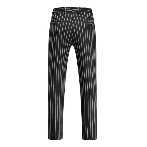 MOGU Men’s Striped Slim Fit Dress Pants – Lightweight Flat Front Pinstripe Suit Trousers, Business Casual Slacks2