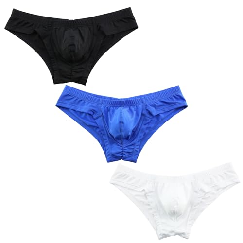 Gogobear Men's Sexy Briefs Bikini Underwear Breathable Low Waist U Convex Pouch Underpants 3-5 Pack