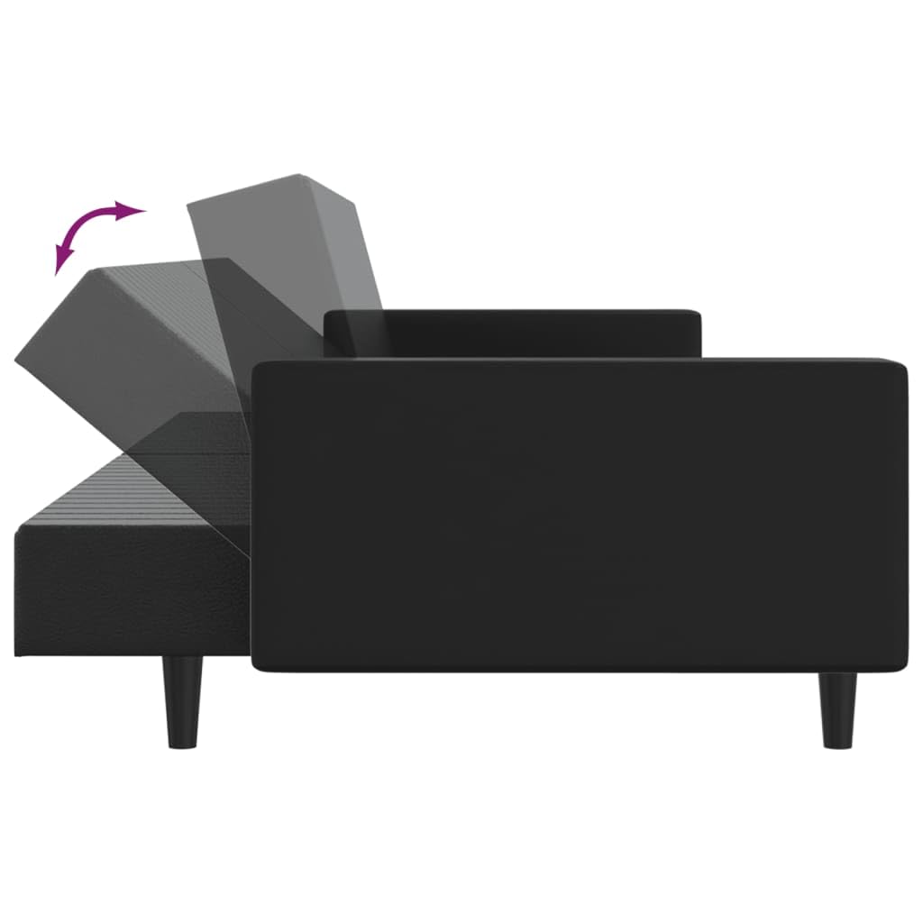 vidaXL Sofá Cama de 2 plazas Cuero sintético Negro