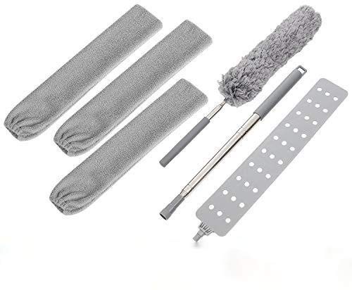 Retractable Gap Dust Cleaner with 55'' Long Handle Gap Dust Cleaning Artifact Flexible Under Appliance Dusters, Washable Microfiber Hand Duster for Household Bed Sofa Furniture Gap, Wet and Dry