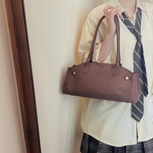 Faux Suede Bowler Bag Purse for Women Boston Shoulder Bag Swing East West Handbags4