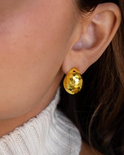 Gold Chunky Earrings for Women Trendy, 14K Gold Plated Dainty Disco Earrings Statement Minimalist Hypoallergenic Stud Earrings Gifts for Her Mom2