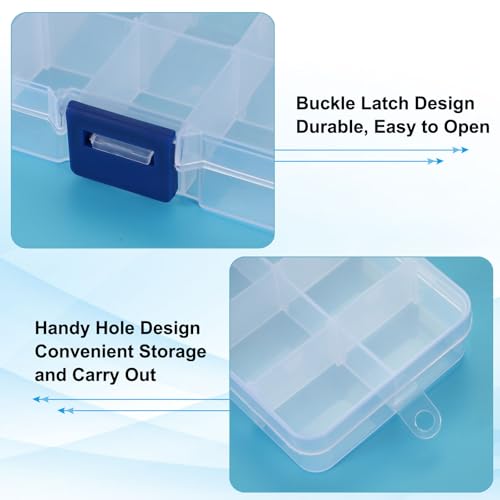 Image of PATIKIL 2.5X 5x0.8 Inch Nail Charm Organizer, 4 Pcs Craft Organizers and Storage Box Grids Clear Plastic Organizer Box Bead Organizer Art Crafts Jewelry Fishing Tools, Transparent
