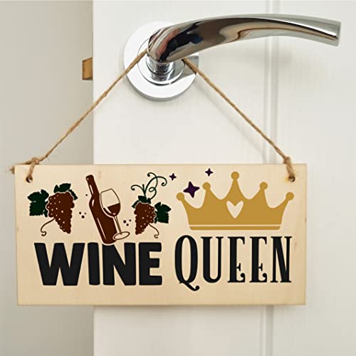 The Plum Penguin Wine Queen Funny Novelty Handmade Wooden Hanging Wall Plaque Great Friendship Gift Home Bar Sign Decoration - Image 4