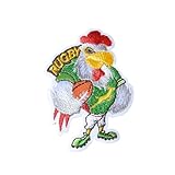 Polyester MYMERCERIE Ecusson thermocollant Coq Rugby Vert 6,5cm x 4cm