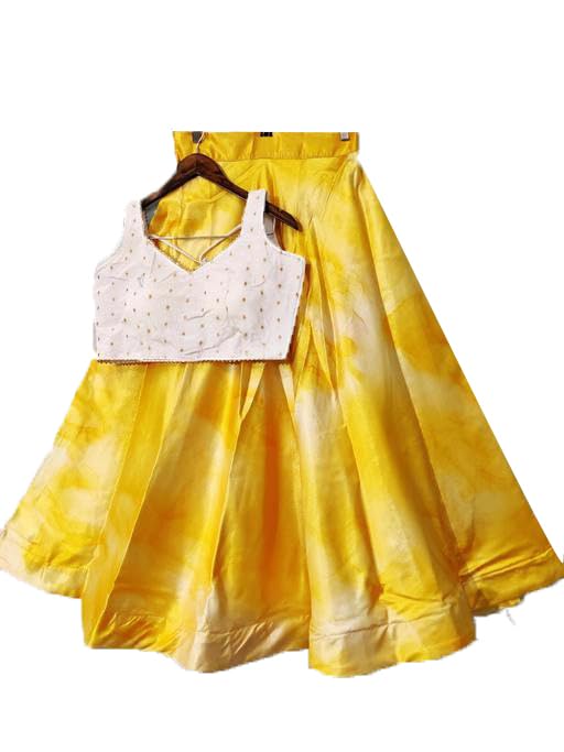 NavlakhiWomen Haldi Special Printed Yellow Colour Semi-Stiched Lehenga Choli Set | Haldi Special | Readymade Lehenga | Unstiteched Blouse