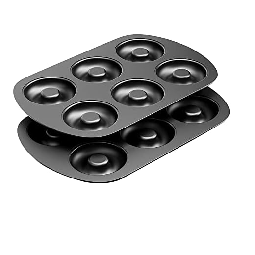 Tiawudi Non-Stick 6-Cavity Donut Baking Pans, Makes Individual Full-Sized 3 1/4" Donuts, Set of 2