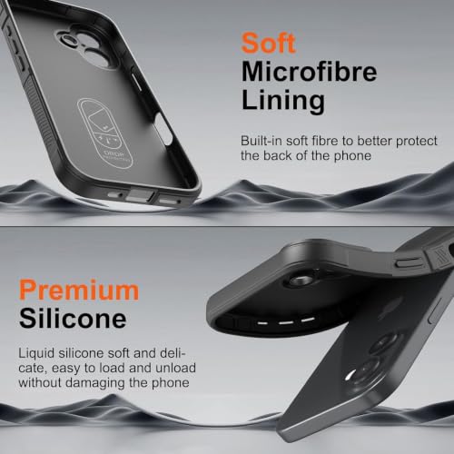 Image of ShieldTech AirGuard Series Back Cover Case for Apple iPhone 16 Plus | Microfiber Lining | Airbag Cushion Drop Protection | Shockproof Silicone Cover Case | Anti Slip Grip - Black for iPhone 16 Plus
