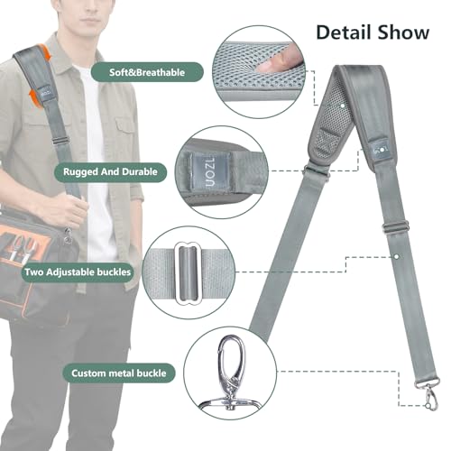 Image of 67 Inch Shoulder Straps, Soft with Ultra-Thick Fixed Shoulder Pad, Two Way Independently Adjustable Buckle Replacement Straps for Laptop Bag Messenger Bag Tool Bag Luggage,Grey