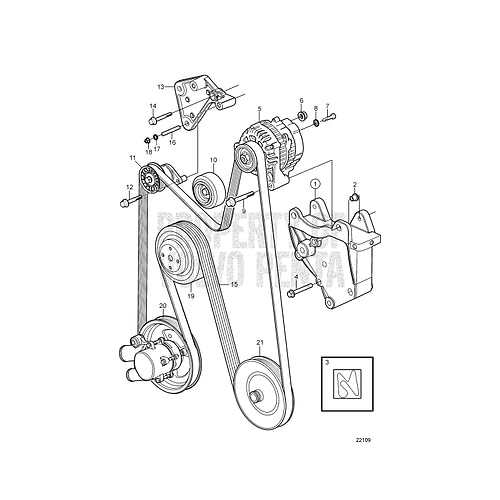 Miniatura 2 de Correa serpentina, dirección asistida, correa del alternador Compatible con 3817287, 3889124 Volvo Penta 4.3 5.0 5.7 L
