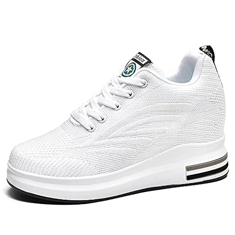 AONEGOLD Damskie buty typu sneaker z koturnem na obcasie, buty sportowe, do biegania, treningowe, fitness, do biegania na świeżym powietrzu, oddychające, wygodne, 36 EU