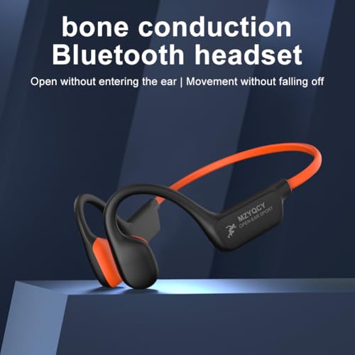 Image of Bone Conduction Headphones,Open Ear Wireless Bluetooth 5.4 Headphones with Mic,IPX6 Waterproof Sport Bluetooth Headset,15H Playback, for Running,Cycling,Walking,Outdoor (Orange)