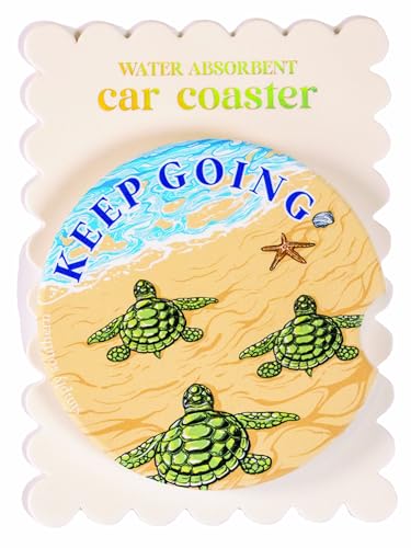 Car Coaster, Water Absorbent, Decorative Auto Cup Holder Insert - Simply Southern (Sold in a Set of 2) (2, Turtle - Keep Going)