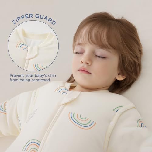 Image of Duomiaomiao 2.5 TOG Baby Sleep Sack 100% Cotton Winter Long Sleeve Baby Wearable Blanket, Super Warm Quilted Comfy Toddler Sleeping Bag