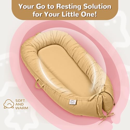 Image of EAQ Baby Lounger, Infant Lounger for Newborn,Portable Baby Nest Cover Breathable & Soft, Newborn Essentials