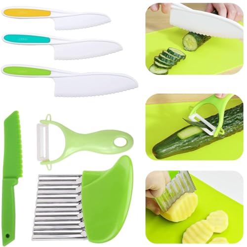Couteau Enfant 6 Pièces, Set De Kit Cuisine Enfant Pour Couper Et Cuisiner Des Fruits Ou Des Légumes Pour Les Tout-Petits, Pour Petits Chefs