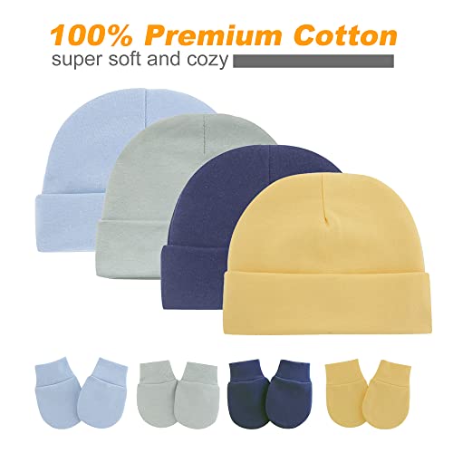 DOOVID Newborn Hats and Mittens Set Infant Beanie Baby Hat Kint Cotton Hostipal Hats Gloves Mittens for Boys Girls - Image 3