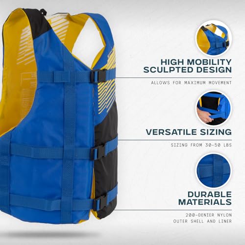 Image of Stohlquist FIT Oversized Adult Life Jacket, US Coast Guard Approved Type III Life Vest, PFD for Men and Women, Easily Adjustable, Lightweight and High Buoyancy - Plus Size (48-60 inch Chest)