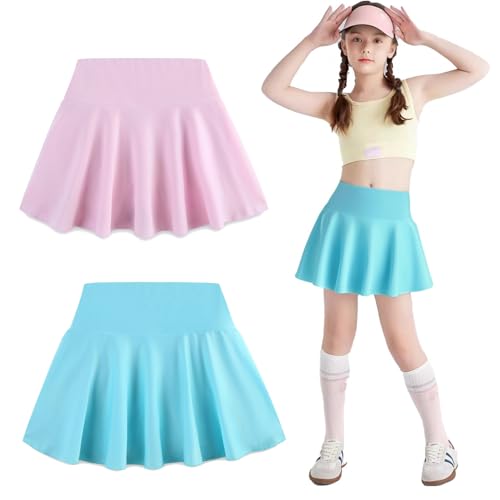 Girls Pleated Tennis Skirt High Waisted Golf Skorts with Pockets Casual Athletic Running Skirts for Kids 5-6T