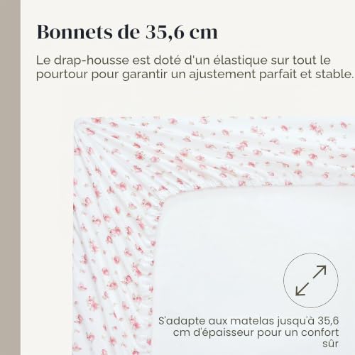 Draps en microfibre douce imprimée rose de lit luxueux parure complète
