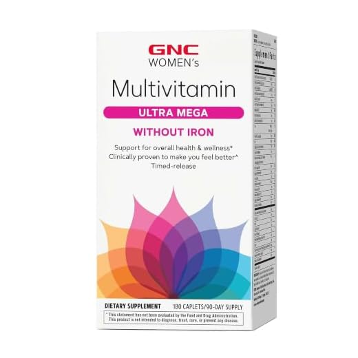 GNC Women's Multivitamin Ultra Mega Without Iron | Daily Vitamin Supplement | Supports Immune, Brain, Hair, Skin & Nails | Antioxidant Blend | 180 Caplets