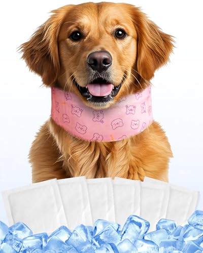 Hosiwei Dog Cooling Collar with Ice Packs - Adjustable Pet