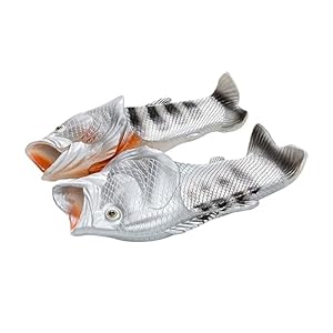 TUOJINRUIDA Fisch Schlappen Unisex Lustig Badelatschen für Herren oder Damen Funny Hausschuhe Latschen für Strandhaus Dusche Entspannte Stunden Am Pool, Spaziergänge Im Freien 42-43