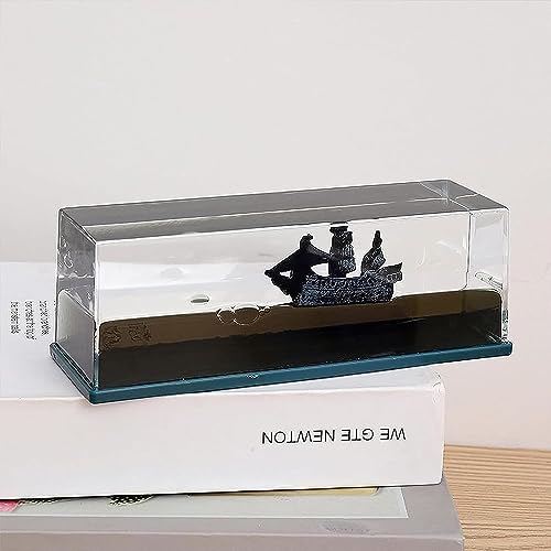 Black Pearl Pirate Ship in a Bottle – Boat in a Box Liquid Wave Fluid Drift Bottle Black Pearl Pirate Model Ship Sailing Simulation for Home Decoration Display Cases Desk Toy Gifts (Box)