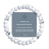 SIMPLÍ BASIC Natural 6MM White Howlite Crystal Stone Healing Bracelet for Women and Men with Attractive Gift Box & Velvet