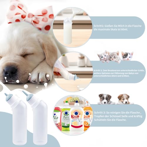 Yoolight 20PCS Haustier Stillflasche mit grauem Ersatz Mini Nippel Fütterungsflasche, Fütterungs-Kit für Kätzchen Welpen für Neugeborene Kätzchen, Welpen, Kleintiere,
