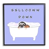 Stupell Industries Slow Down Baby Sloth Bubble Bath Lavender Purple