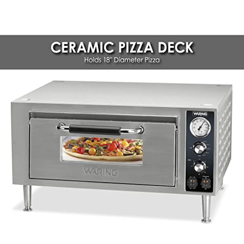 Waring Commercial WPO500 Heavy Duty Single Deck Pizza Oven, For Pizza up to 18" diameter,Includes one ceramic Pizza Stone, 120V, 1800W, 5-15 Phase Plug - Image 3
