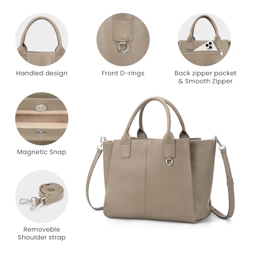 Image of befen Genuine Leather Satchel Purses for Women, Triple Pocket Designer Medium Top-handle Crossbody tote Shoulder Handbag