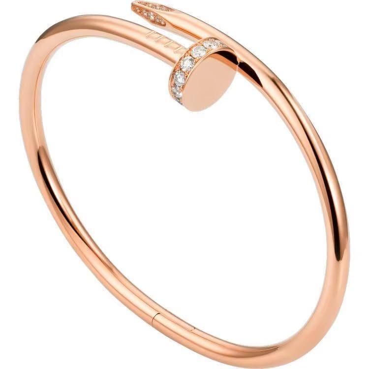Nail Cuff Bracelet for Women & Men Elegant CZ-Studded Open Design, Stylish Gold Jewelry Gift for Fashionable and Elegant Women and Men (Rose Gold with Moissanite)