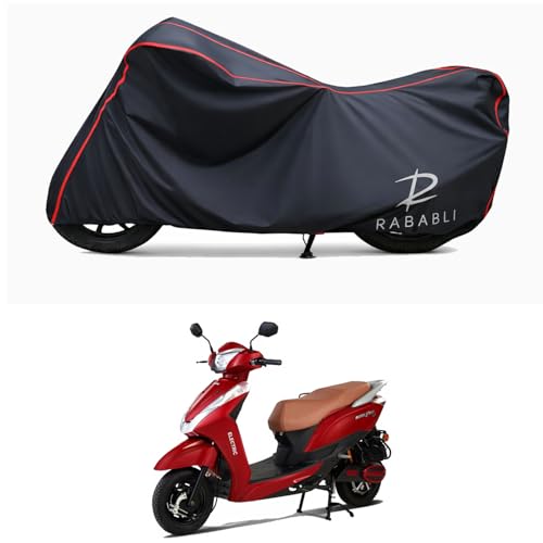 Image of Waterproof Bike Body Cover Compatible for | Ampere Magnus EX STD | Taffeta Fabric, Red Piping Design, Bottom Elastic Fit | Dustproof, Sun UV & Rain Protection for All Bikes