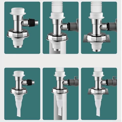 Honseadek Conector cromado automático para desagüe de lavadora con cierre adaptador para evitar el retorno de la cubierta, galvanizado, alcantarillado ABS más silicona para simple (tipo T)