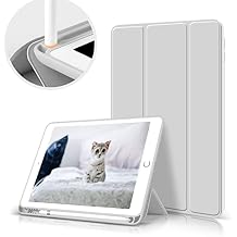 Aoub Case for iPad 9.7 inch 6th/5th Generation Case 2018/2017 with Pencil Holder, Thin Lightweight Smart Stand Cover, Auto Wake/Sleep, Model A1822/A1823/A1893/A1954, Gray White