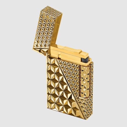 Image of Smoke King Sanji Diamond-Cut Gold Lighter - Premium Stainless Steel Butane Refillable Lighter