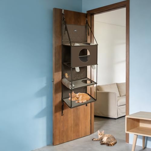 Bacocoo Estructura para Gatos Montada en Puerta 4 Niveles Gris miniatura 2
